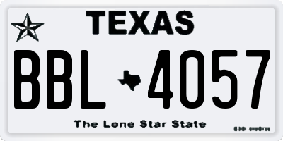 TX license plate BBL4057