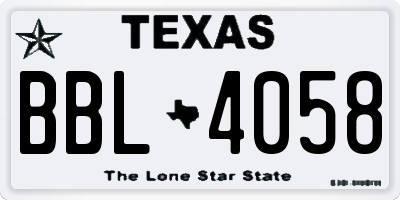 TX license plate BBL4058