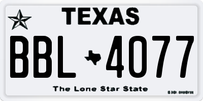 TX license plate BBL4077