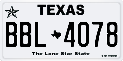 TX license plate BBL4078
