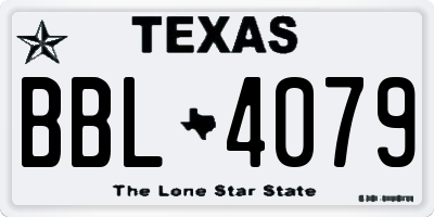 TX license plate BBL4079