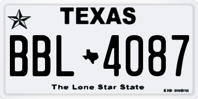 TX license plate BBL4087