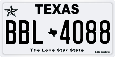 TX license plate BBL4088
