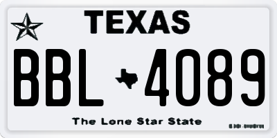 TX license plate BBL4089