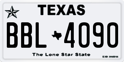 TX license plate BBL4090