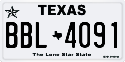 TX license plate BBL4091