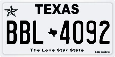 TX license plate BBL4092