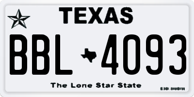 TX license plate BBL4093