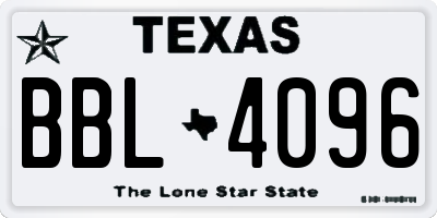 TX license plate BBL4096