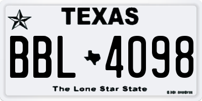 TX license plate BBL4098