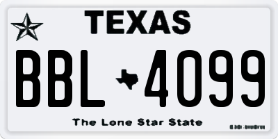 TX license plate BBL4099