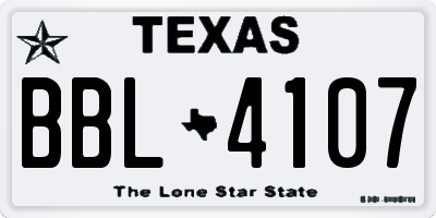 TX license plate BBL4107