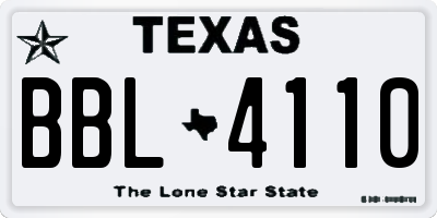 TX license plate BBL4110
