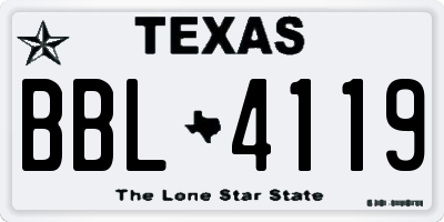 TX license plate BBL4119