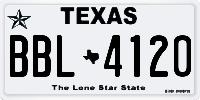 TX license plate BBL4120