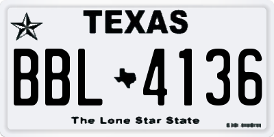 TX license plate BBL4136