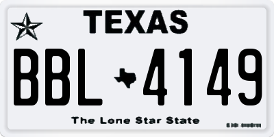 TX license plate BBL4149