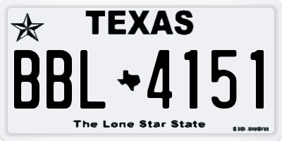 TX license plate BBL4151