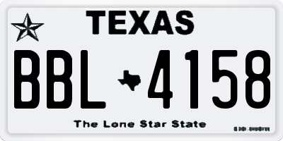 TX license plate BBL4158