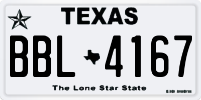 TX license plate BBL4167