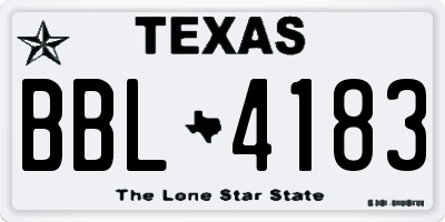 TX license plate BBL4183