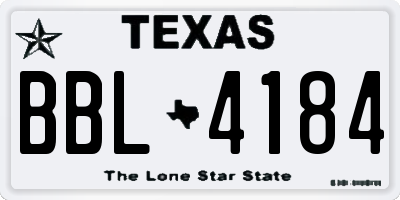 TX license plate BBL4184