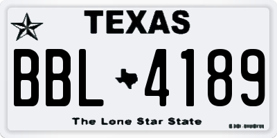 TX license plate BBL4189