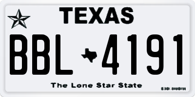 TX license plate BBL4191