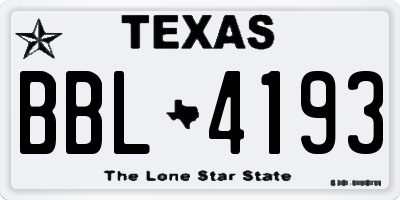 TX license plate BBL4193