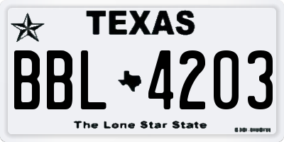 TX license plate BBL4203