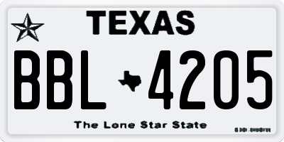 TX license plate BBL4205