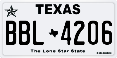 TX license plate BBL4206
