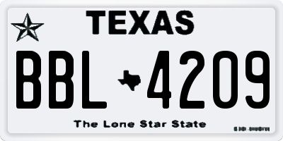 TX license plate BBL4209