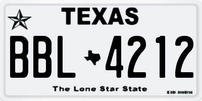 TX license plate BBL4212