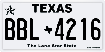 TX license plate BBL4216