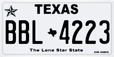 TX license plate BBL4223