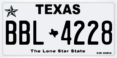 TX license plate BBL4228
