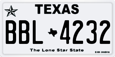TX license plate BBL4232