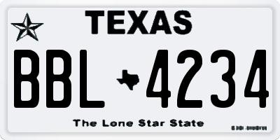 TX license plate BBL4234