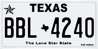 TX license plate BBL4240