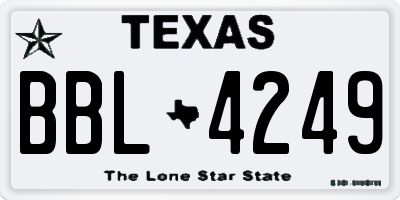 TX license plate BBL4249