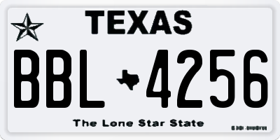 TX license plate BBL4256