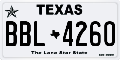 TX license plate BBL4260