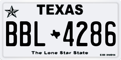 TX license plate BBL4286