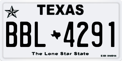 TX license plate BBL4291