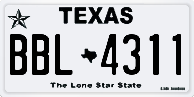 TX license plate BBL4311