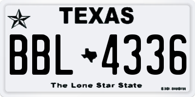 TX license plate BBL4336