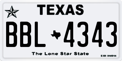 TX license plate BBL4343
