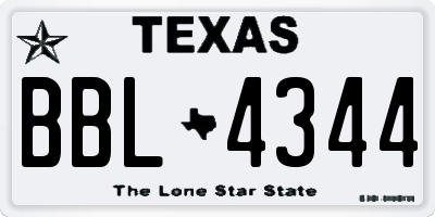 TX license plate BBL4344