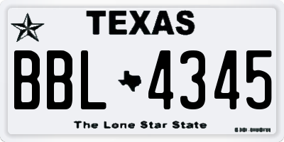 TX license plate BBL4345